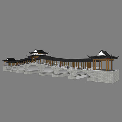 SketchUp模型丨景观模型丨廊桥 丨ID_JG010153