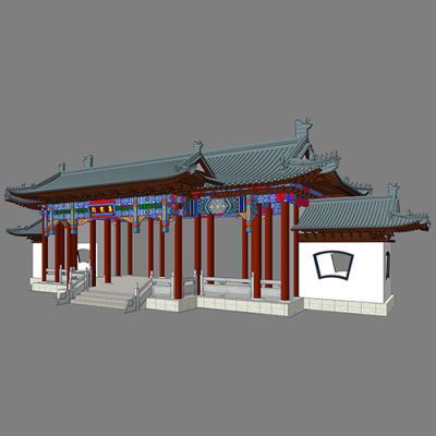 SketchUp模型丨景观模型丨古建门楼趵突泉南门 丨ID_JG010154