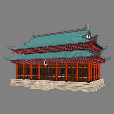 SketchUp模型丨景观模型丨古建大殿 丨ID_JG010156