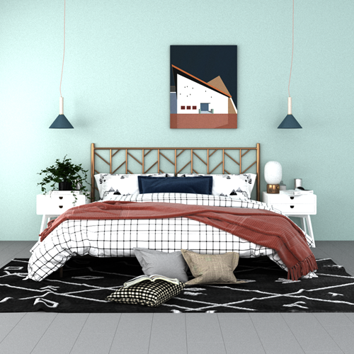 卧室床头柜地毯床 ID：ENWS02