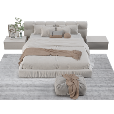 卧室地毯床头柜床 ID：VC00030